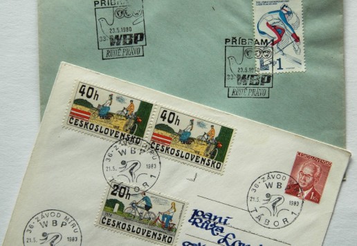 Group of postage stamps and postmarks "Cours de la Paix" - The Czech Republic