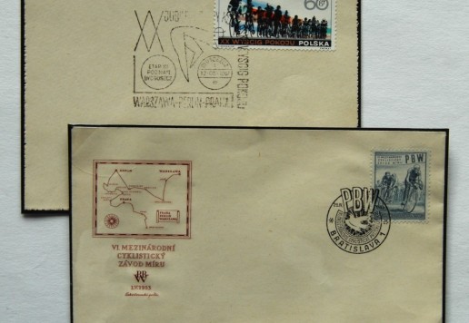 Group of postage stamps and postmarks "Cours de la Paix" - The Czech Republic