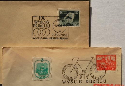 Group of postage stamps and postmarks "Course de la Paix" - poland and Germany