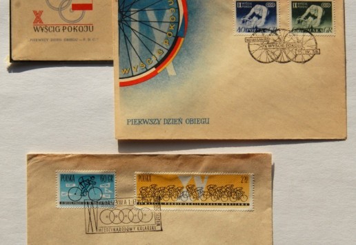 Group of postage stamps and postmarks "Course de la Paix" - poland and Germany