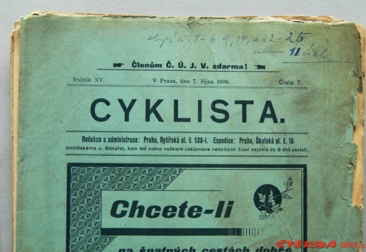 15 x Časopis Cyklista - 1898/99