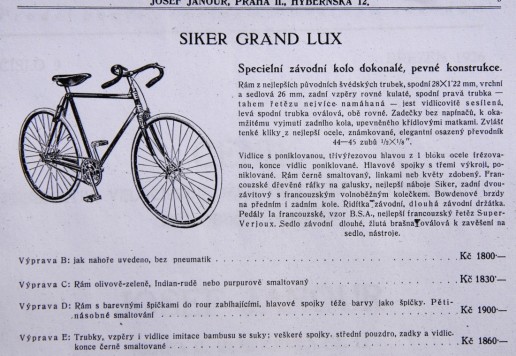 Profesionální závodní SIKER Grand Lux cca 1926