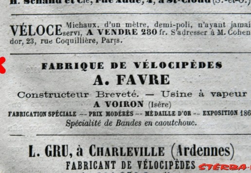 Boneshaker Favre - nálezový stav, France 1868