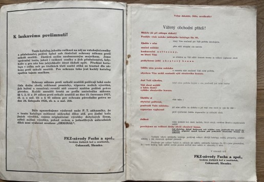 FKZ - Fuchs a spol. Cukmantl 1931 a 1937