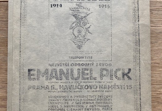 Smutný, Beran and Emanuel Pick katalogs 1914 - 1940