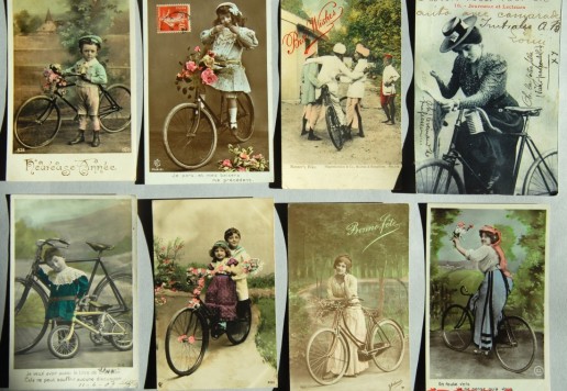 Set of postcards depicting "bicycles"