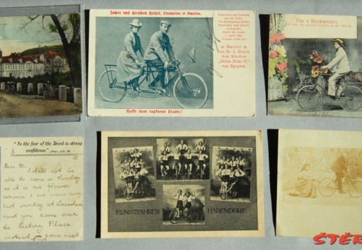 Set of postcards depicting "bicycles"