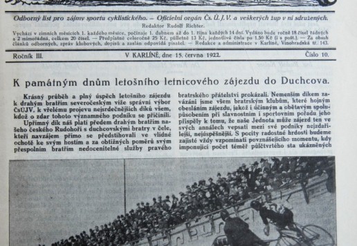 Časopis Cyklista - 1922