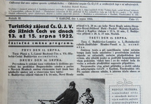 Časopis Cyklista - 1922