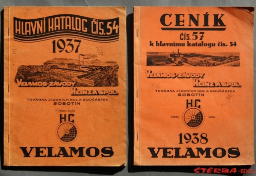 2x Velamos Sobotín, catalogues 1937/38
