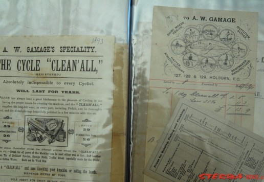 Set of advertising leaflets, invoices and written, material, mostly English, MIX parts, bicycles