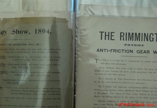 Set of advertising leaflets, invoices and written, material, mostly English, MIX parts, bicycles
