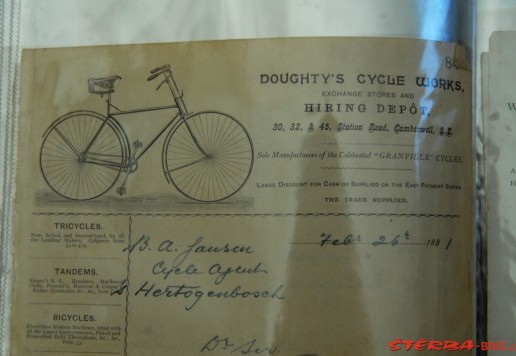 Set of advertising leaflets, invoices and written, material, mostly English, MIX parts, bicycles