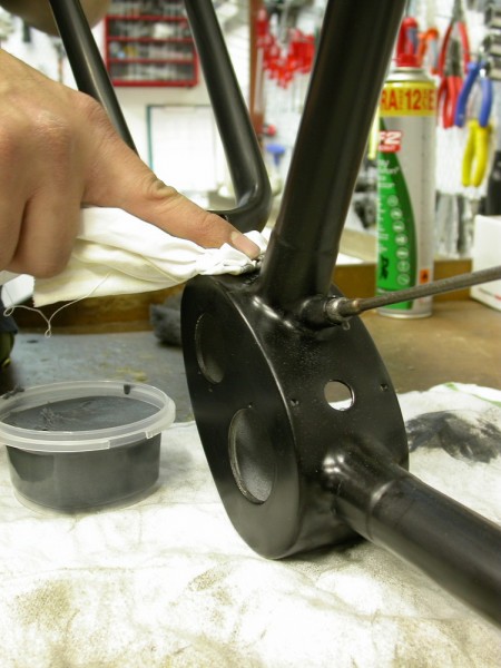 Painting the frames of historical bicycles