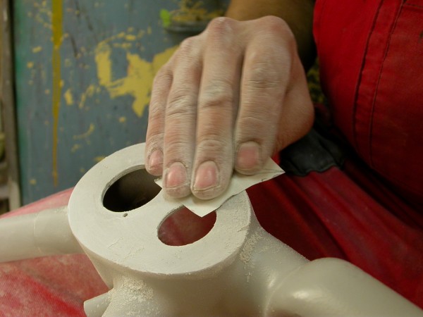 Painting the frames of historical bicycles