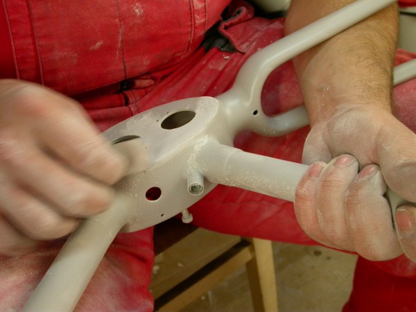 Painting the frames of historical bicycles