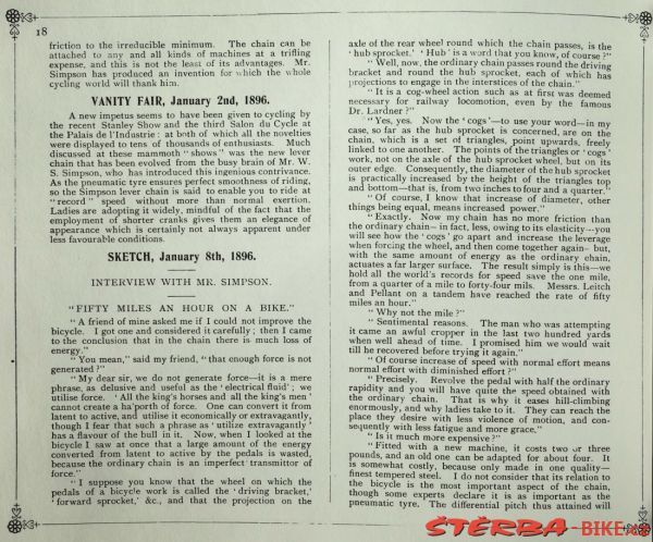 SIMPSON CYCLES (Simpson "Lever" Chain) - 1896