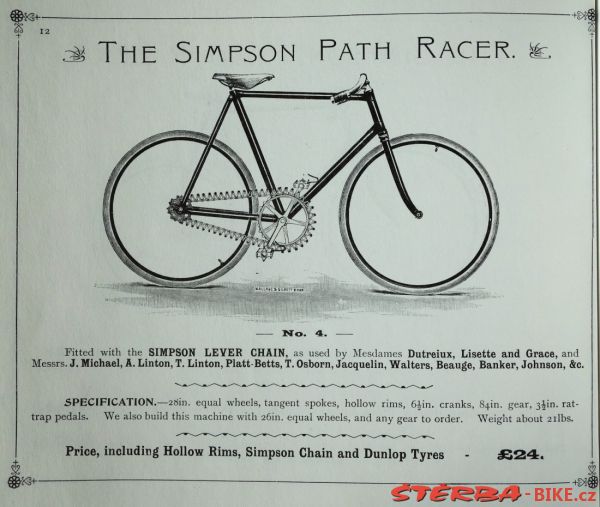 SIMPSON CYCLES (Simpson "Lever" Chain) - 1896