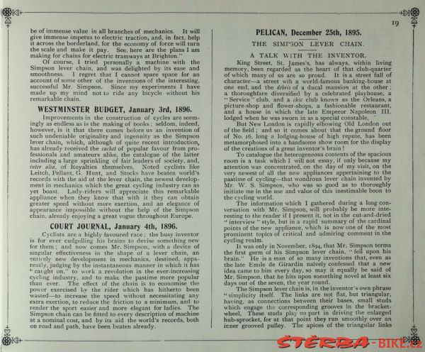 SIMPSON CYCLES (Simpson "Lever" Chain) - 1896