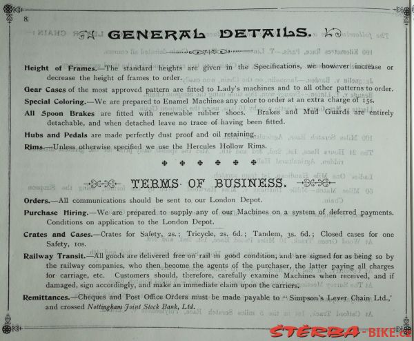 SIMPSON CYCLES (Simpson "Lever" Chain) - 1896