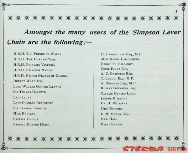 SIMPSON CYCLES (Simpson "Lever" Chain) - 1896