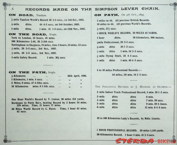 SIMPSON CYCLES (Simpson "Lever" Chain) - 1896