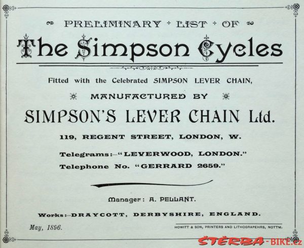 SIMPSON CYCLES (Simpson "Lever" Chain) - 1896