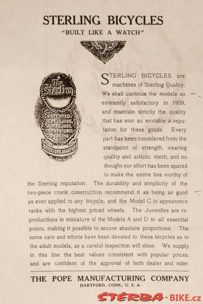 Sterling Bicycle, The Pope Manufacturing Co., - 1909