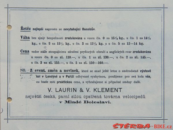 Laurin & Klement – Typické změny 1897