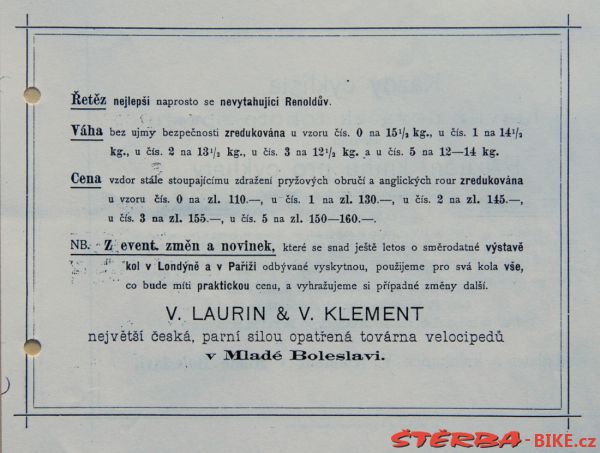 Laurin & Klement – News for year 1897