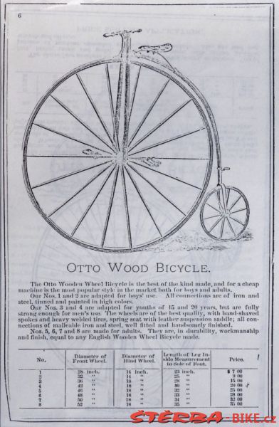 OTTO Wood Bicycle - USA, okolo 1885