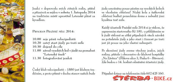 Pražská "Míle" 2014 - pozvánka