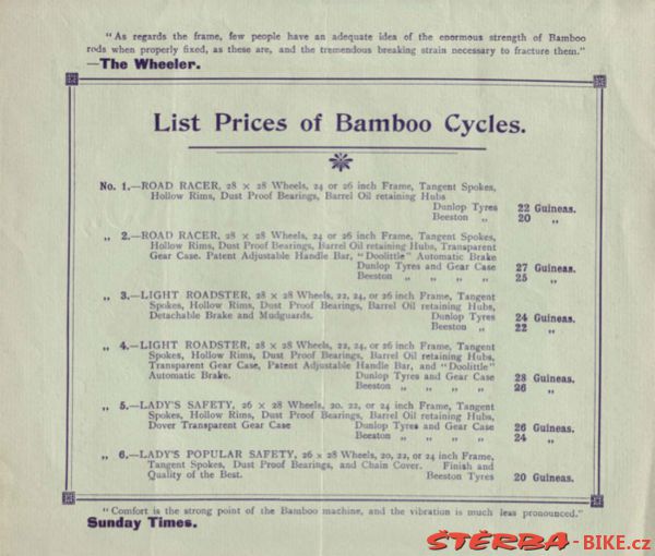 Bamboo Cycle Co., London,England - c.1897