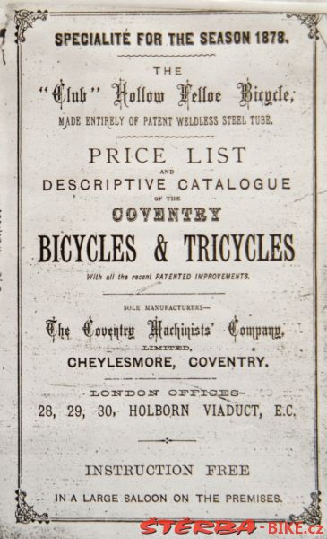 Coventry Machinists Co.  – 1878