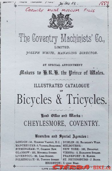 Coventry Machinists Co.  – 1883