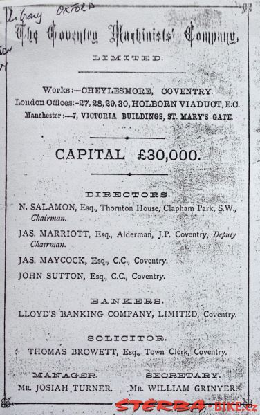 Coventry Machinists Co.  – 1880