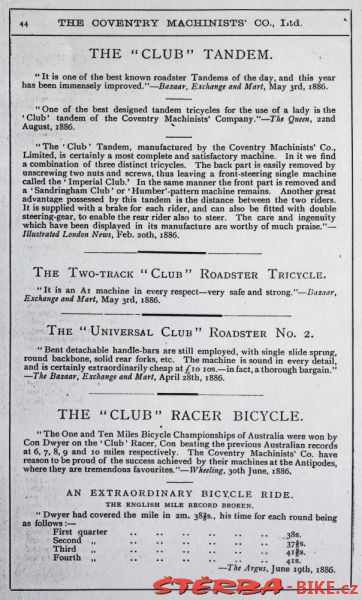 Coventry Machinists Co.  – 1887