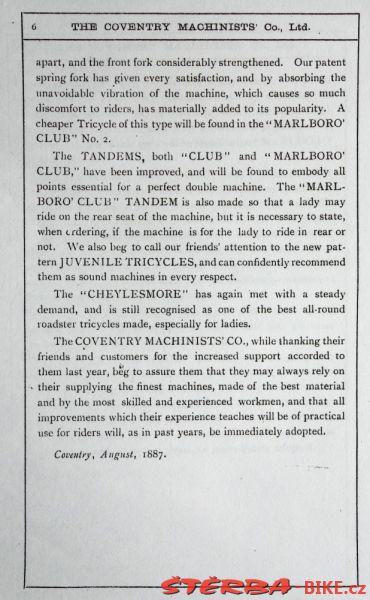 Coventry Machinists Co.  – 1887