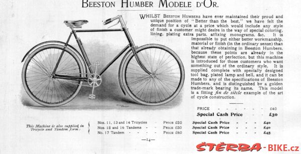 HUMBER & Co.Ltd., London, Beeston Humber Modele D´OR - 1899