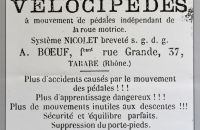 Velociped s volnoběhem - A.Boeuf, Francie (System NICOLET), 1869