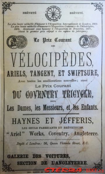 ARIEL WORKS, Haynes & Jefferies, Anglie 1874