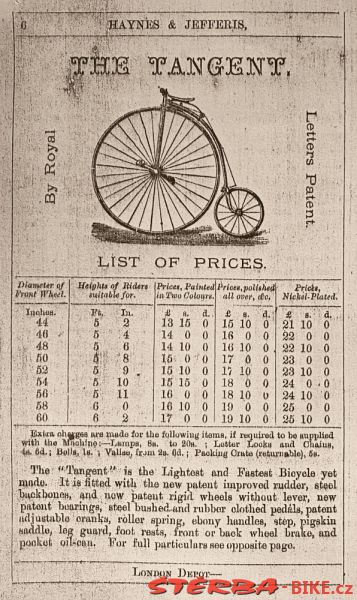 "Tangent" - Haynes & Jefferis, Ariel Works, England 1878