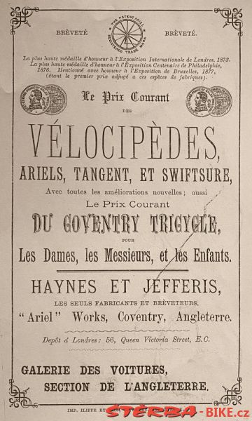 "Tangent" - Haynes & Jefferis, Ariel Works, Anglie 1878