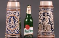 Beer steins, glasses, ewers and tankards