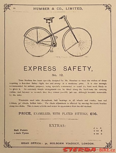 Roadster safety - prototyp Humber & Co., Anglie 1888/89