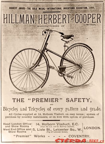 „Premier“ safety, Hillman, Herbert & Cooper, Coventry, Anglie - 1886